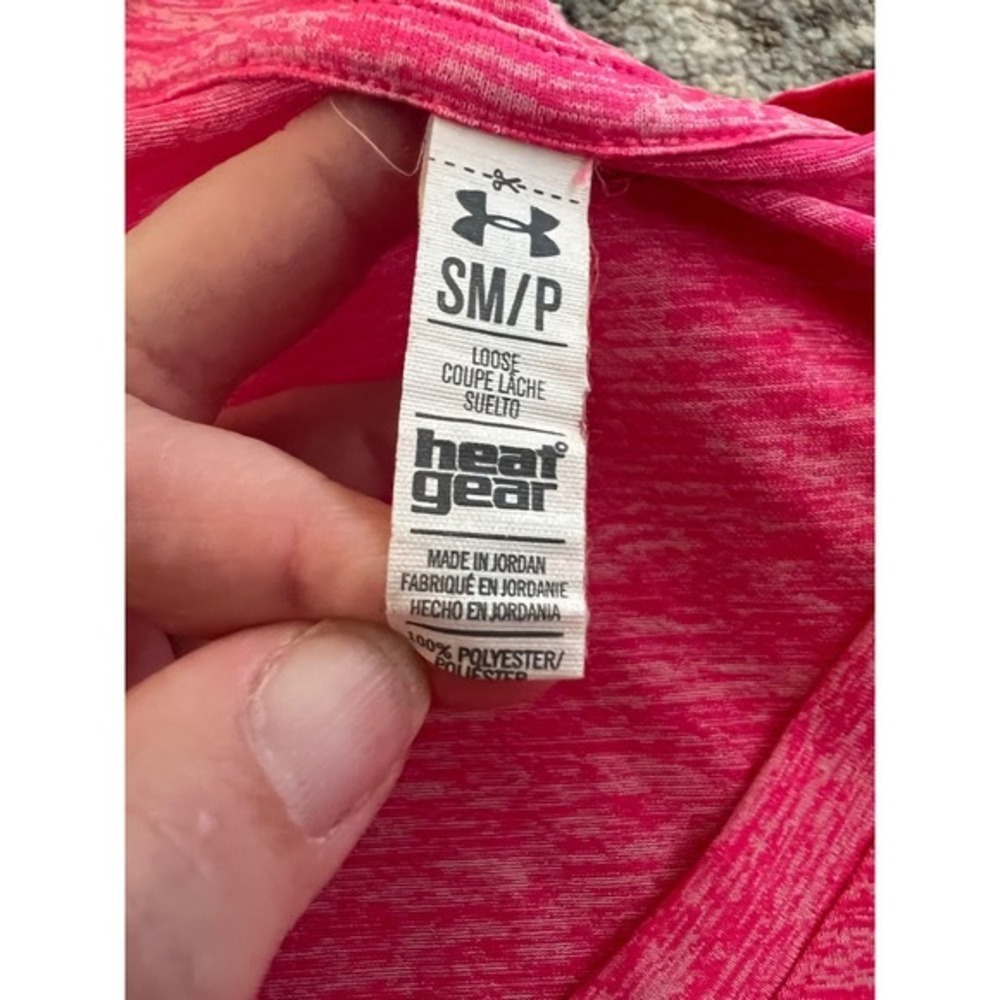 Under Armour HeatGear Women Pink Space Dye V-Neck Short Sleeve Training Tee S - Picture 3 of 4